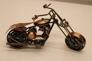lot 606 image: Vintage Style Motorcycle Sculpture Crafted from Metal Parts