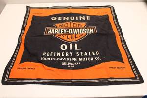 lot 610 image: Vintage Genuine Harley-Davidson Oil Cloth Advertising Banner