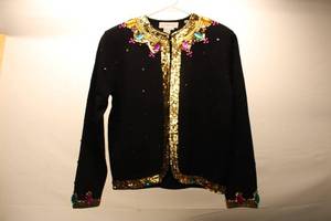 lot 615 image: Vintage Black Sequin Beaded Cardigan from Outlander