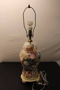 lot 659 image: Unique Seashell Table Lamp with Decorative Base