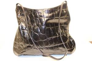 lot 680 image: MAXX New York Black Crocodile-Style Handbag