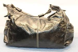 lot 737 image: Style&co. Black Shiny Handbag with Striped Lining