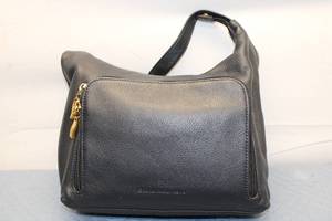 lot 738 image: Stone Mountain Black Leather Handbag with Gold Accents