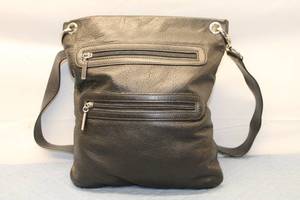 lot 740 image: Margot Genuine Leather Shoulder Bag with Zipper Pockets