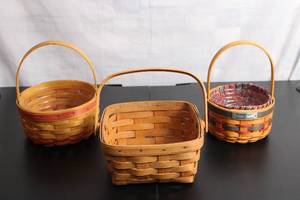 lot A-1 image: Set of 3 Handwoven Baskets by Longaberger - Vintage Collection