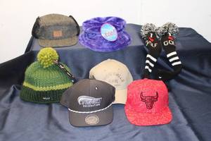 lot 64 image: Collection of 6 Different Hats and Golf Beanie