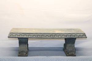 lot A-89 image: Vintage Decorative Stone Bench with Ornate Columns