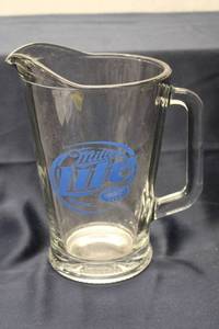 lot 101 image: Vintage Miller Lite Glass Pitcher - 64 oz