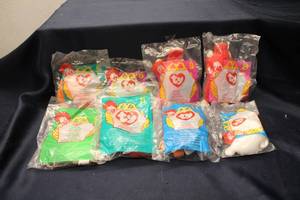 lot 139 image: Set of 8 McDonalds Ty Beanie Baby Toys in Original Packaging