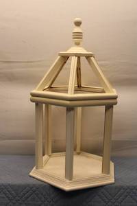 lot 155 image: Vintage White Wooden Lantern with Octagonal Base