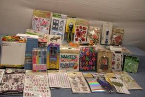lot 164 image: Craft Supplies Collection with Stickers, Pens, and Paper Crafts
