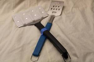 lot 201 image: Set of 2 Heavy Duty Grilling Spatulas with Silicone Handles