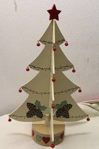 lot 217 image: Collection of Vintage Home Decor Items - Christmas Tree, Sign, Faith Artwork, and Buckets
