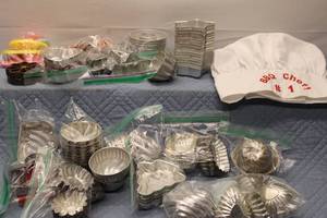 lot 244 image: Collection of Baking Molds and BBQ Chef Hat