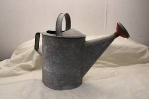 lot 274 image: Vintage Galvanized Metal Watering Can with Handle