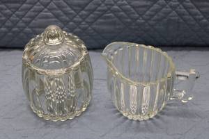 lot 297 image: Vintage Glass Creamer and Sugar Bowl Set