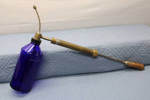 lot 302 image: Antique Copper and Glass Spray Bottle with Wood Handle