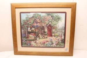 lot 308 image: Framed Home Interiors Floral Print by V.B. Strong Mock