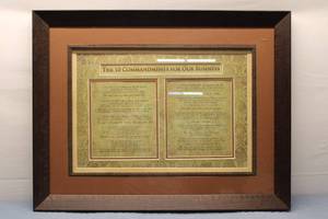 lot 310 image: Framed 10 Commandments for Our Business Wall Art