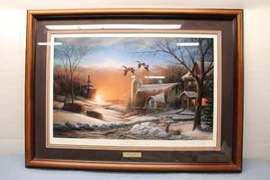 lot 314 image: Framed Art Print The Sharing Season II by Terry Redlin - Christmas 1986