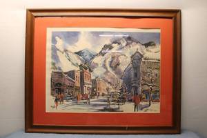 lot 317 image: Framed Watercolor Landscape Painting by Cecile Johnson