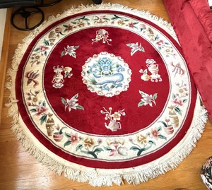 lot 65 image: Round Chinese Dragon Red Rug
