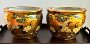 lot 16 image: Pair of Chinese Fish Bowl Planters  Vases
