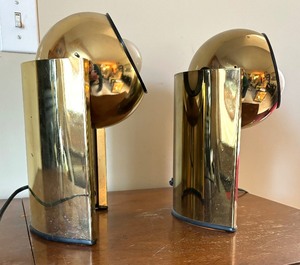 lot 156 image: Pair of Vintage Brass Uplights  Lamps
