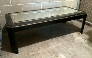 lot 205 image: Sleek Black Coffee Table with Mirrored Top