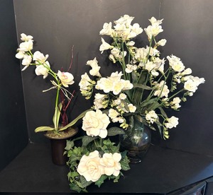 lot 209 image: Trio of Wonderful White Faux Florals