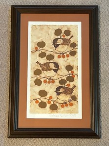 lot 248 image: Chicadees Batik Art by Nedra Nicholls