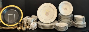 lot 201 image: Holiday Dinners Harvest Bowls, Large Tea Pot, Split Tray, Creamer, Gravy, Chargers and More