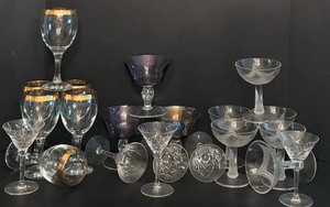 lot 191 image: All in One Stunning Glassware with Etched, Crystal and Clear with Gold Rims