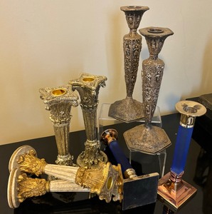 lot 119 image: Vintage Grouping of Four Pairs of Candle Holders