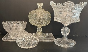lot 188 image: Lovely Grouping of Crystal Including Tray, Footed Dish, Candy Dish and More