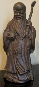 lot 113 image: Vintage Chinese Bronze Figure of Shou Lao, Ming Dynasty Style