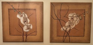 lot 107 image: Pair of Lovely Prints Golden Orchid 1 and Golden Orchid II by Lee Carlson