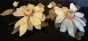 lot 54 image: Uniquely Beautiful Vintage Pair Natural Hard Stone and Agate Stone Flower Candle Holders