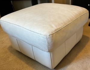 lot 56 image: White Square Faux Leather Ottoman with Black Legs