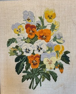 lot 58 image: Vintage Bouquet Needlepoint Framed Picture
