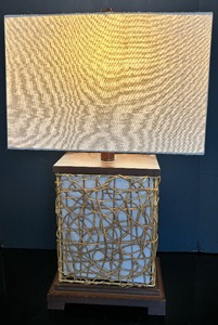 lot 42 image: Twisted Rattan Table Lamp with Night Light