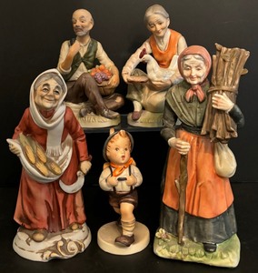 lot 196 image: Porcelain Figurines  Fall with Son, Elder women and Elder Man