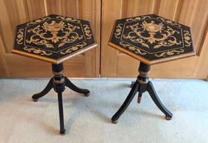 lot 31 image: Pair of Black and Gold Decorative Side Tables