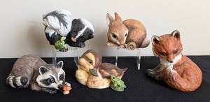 lot 103A image: Five Franklin Mint Woodland Creatures Porcelain Figurines