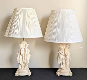 lot 33 image: Pair of Vintage Three Graces Greek Style Table Lamps