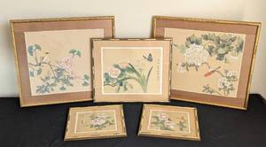 lot 126 image: Framed Vintage Chinese Floral Prints