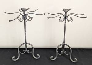 lot 133 image: Pair of Decorative Metal Bird Necklace Stands