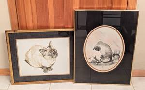 lot 140A image: Pair of Framed Siamese Cat Prints