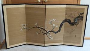 lot 141A image: Four Panel Cherry Blossom Tree Silk Screen Hanging