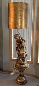 lot 8 image: Very Large Figural Gold Painted Table Lamp